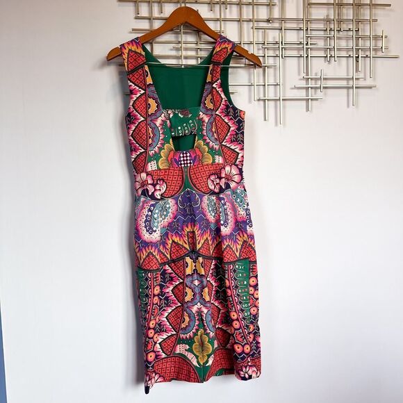 Anthropologie Maeve Kaleidoscope Columns Dress Size 4 Red Purple Green - Picture 8 of 11